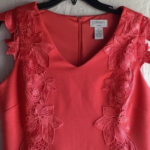 Salmon colored Carmen Marc dress with lace details